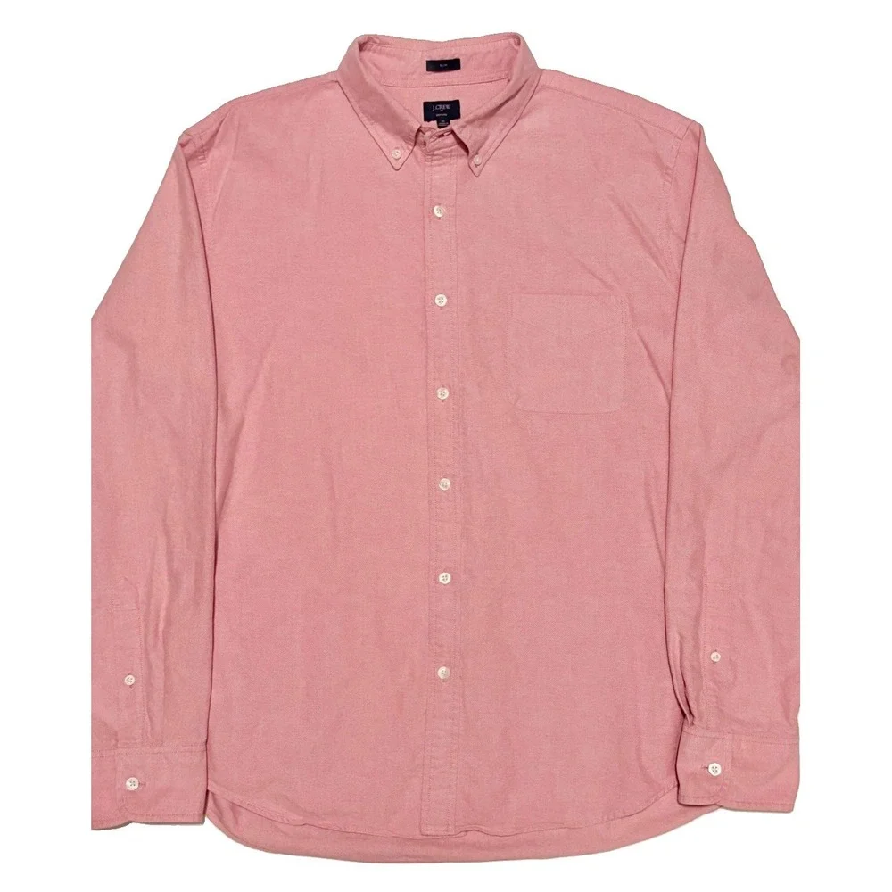 J.Crew Mens XL Slim Fit Oxford Shirt Button Down Pink Salmon Cotton B9292